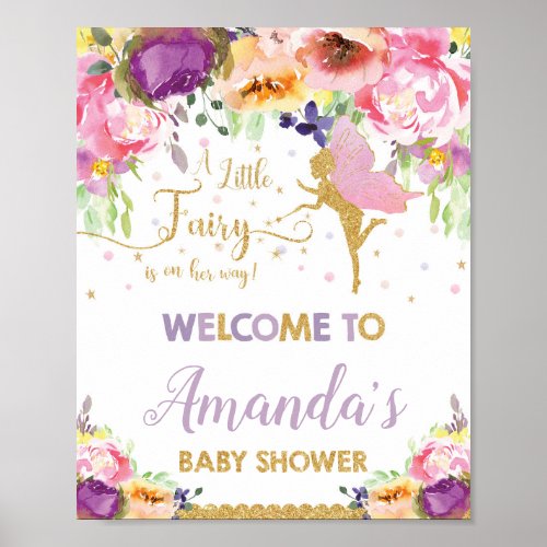 Fairy Baby Shower Welcome Sign Poster Girl