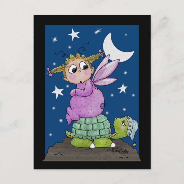Fairy Baby wakes up Mr. Turtle Postcard (Front)