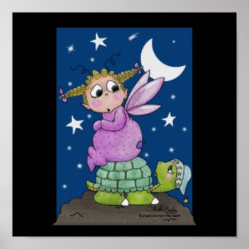 Fairy Baby Wakes Up Mr. Turtle Poster by creationhrt at Zazzle