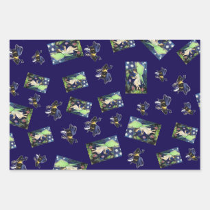 Fairy Bee Kind Maureen Girard Wildflowers Wrapping Paper Sheets