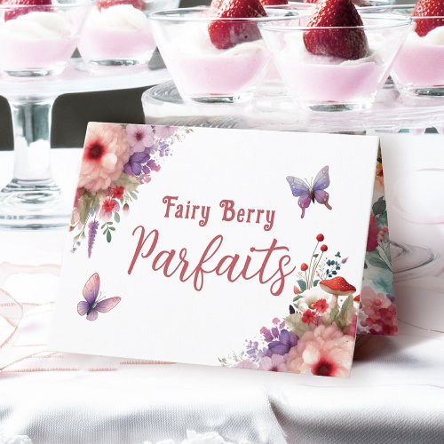Fairy Berry Parfaits Birthday Buffet Label Card