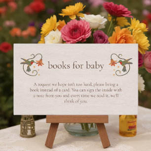 Fairy Bird Floral Books For Baby Baby Shower Enclosure Card