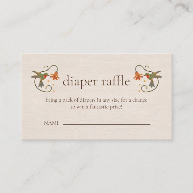 Fairy Bird Floral Diaper Raffle Baby Shower Enclosure Card (Front)