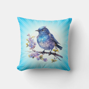 Fairy Bird Flowers watercolor Clipart-73611 Throw Pillow