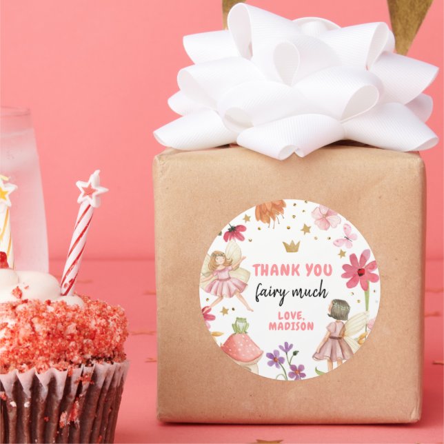 Fairy Birthday 1st Fairy Thank You Sticker Favor (Party)