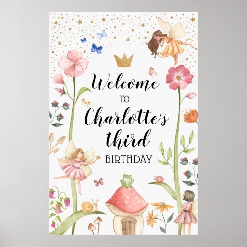 Fairy Birthday Backdrop Poster