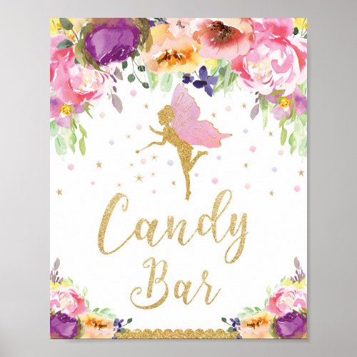 Fairy Birthday Candy Bar Sign Baby Girl Shower