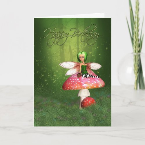 Fairy Birthday Card _ Woodland Fairy Happy Birthda