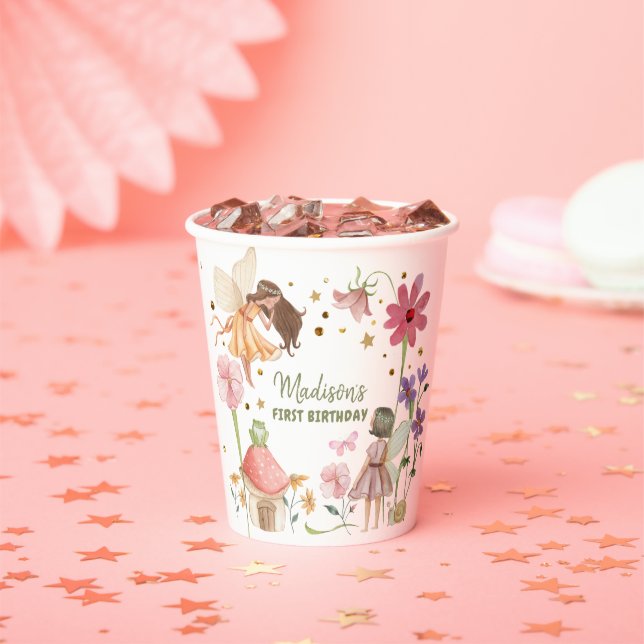 Fairy Birthday Enchanted Forest Girl 1st Birthday Paper Cups (Insitu)