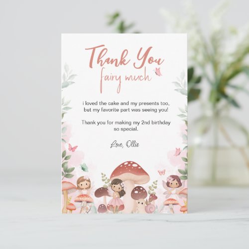 Fairy Birthday Enchanted Whimsical Garden Forest  Thank You Card
