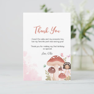 Fairy Birthday, Enchanted Whimsical Garden Forest Thank You Card