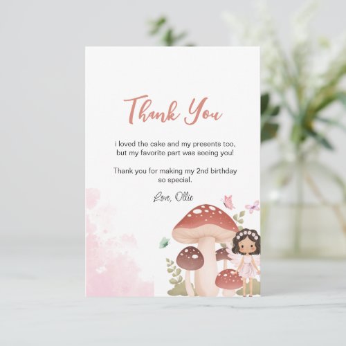 Fairy Birthday Enchanted Whimsical Garden Forest  Thank You Card