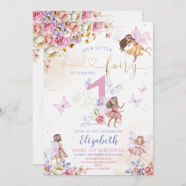 Fairy Birthday Invitation Fairy Garden Birthday (Front/Back)