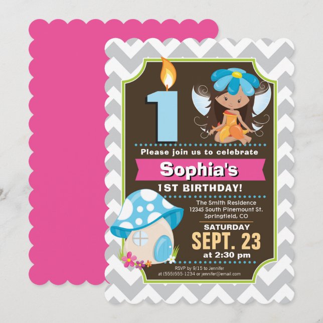 Fairy Birthday Invitation Girl (Front/Back)