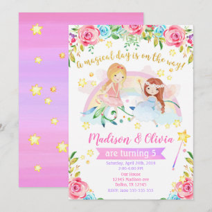 Fairy Birthday Invitation / Joint Twins Party