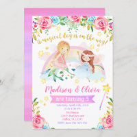 Fairy Birthday Invitation / Joint Twins Party