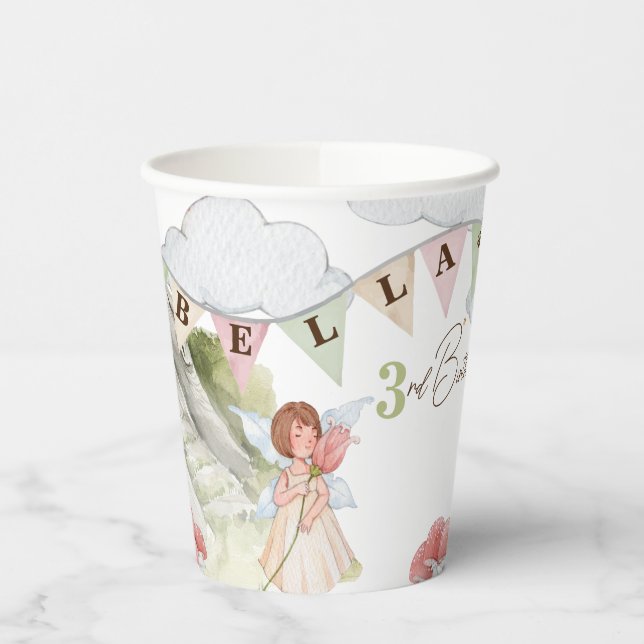 Fairy Birthday Invitation Paper Cups (Left)