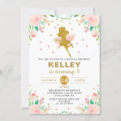 Fairy Birthday Invitation Pink Floral Girl Party (Front)