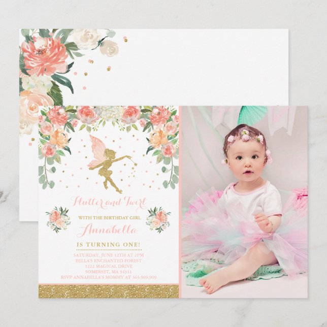 Fairy Birthday Invitation Whimsical Magical Party (Front/Back)