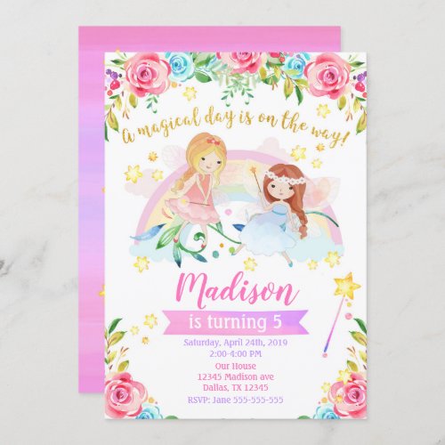 Fairy Birthday Invitation Whimsical Magical Party