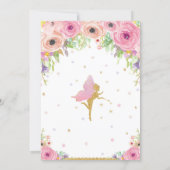 Fairy Birthday Invitations Pink Floral Whimsical (Back)