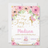 Fairy Birthday Invitations Pink Floral Whimsical (Front)