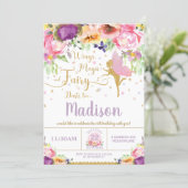 Fairy Birthday Invitations Purple Floral Whimsical (Standing Front)