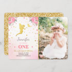 Fairy Birthday Invite Pink Gold Magical Whimsical