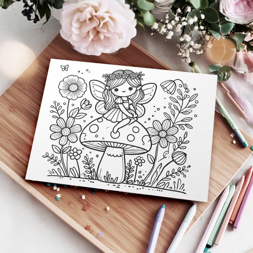 Fairy Birthday Party Coloring Activity for Kids Notepad