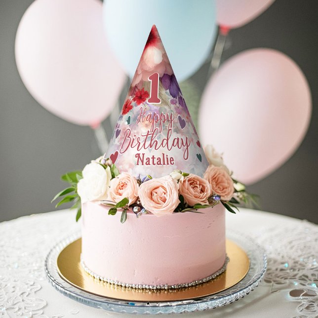 Fairy Birthday Party Enchanted Watercolor Garden Hat (Fairycore Themed Party Floral Garden Birthday Party Hat)