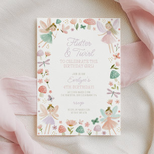 Fairy Birthday Party Flutter and Twirl Girls Invitation