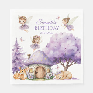Fairy Birthday Party Napkins with Enchanted Purple