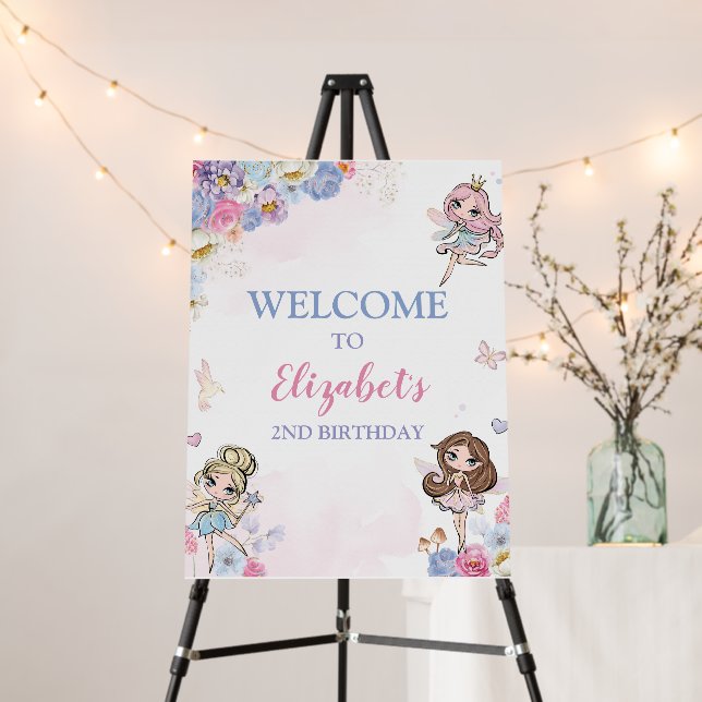 Fairy Birthday Party Welcome Sign (In Situ (Stand))