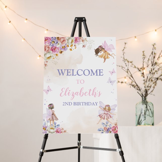 Fairy Birthday Party Welcome Sign Whimsical (In Situ (Stand))