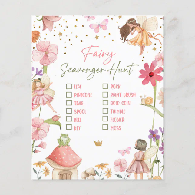 fairy-birthday-scavenger-hunt-party-game-forest-zazzle for Fairy Scavenger Hunt Free Printables Fairy Birthday Scavenger Hunt Party Game Forest | Zazzle for Fairy Scavenger Hunt Free Printables