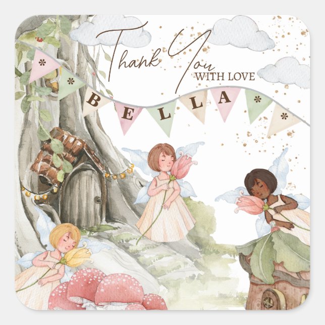 Fairy Birthday Square Sticker (Front)