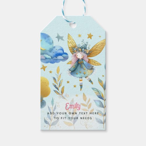 Fairy Birthday Teal Gold Pink Princess Fairytale Gift Tags