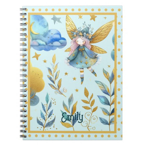 Fairy Birthday Teal Gold Pink Princess Fairytale Notebook