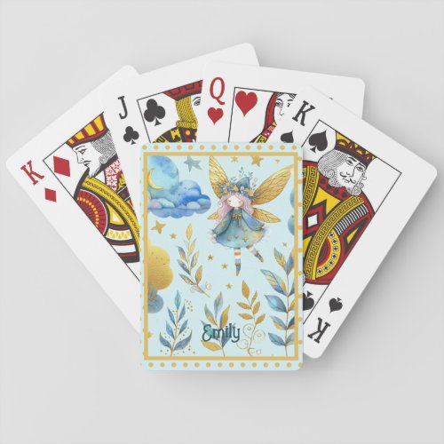 Fairy Birthday Teal Gold Pink Princess Fairytale Poker Cards