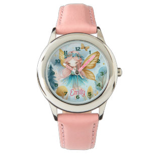 Fairy Birthday Teal Gold Pink Princess Fairytale Watch