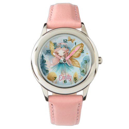 Fairy Birthday Teal Gold Pink Princess Fairytale Watch