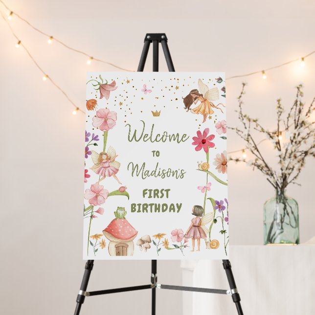 Fairy Birthday Welcome Sign Enchanted Forest Girl (In Situ (Stand))