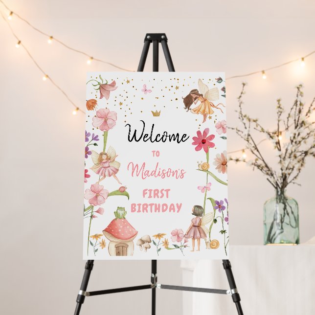 Fairy Birthday Welcome Sign Enchanted Forest Girl (In Situ (Stand))