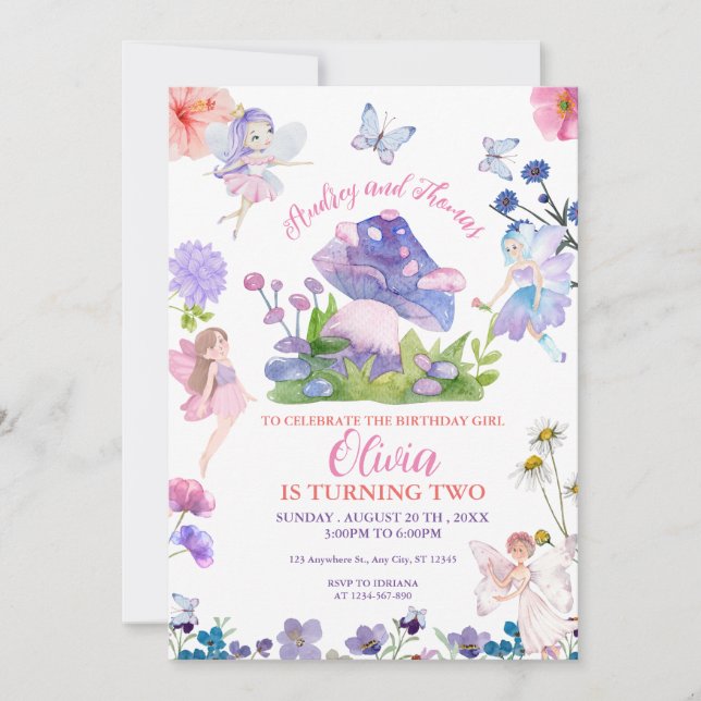 Fairy Birthday Whimsical  Invitation (Front)