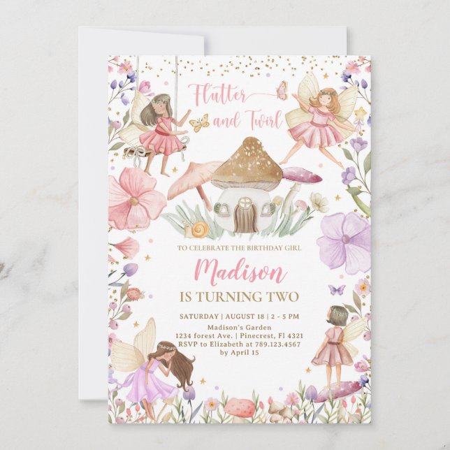 Fairy Birthday Whimsical Princess Fairy Birthday  Invitation (Front)