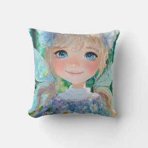 Fairy Blue colors art wall decor Throw Pillow