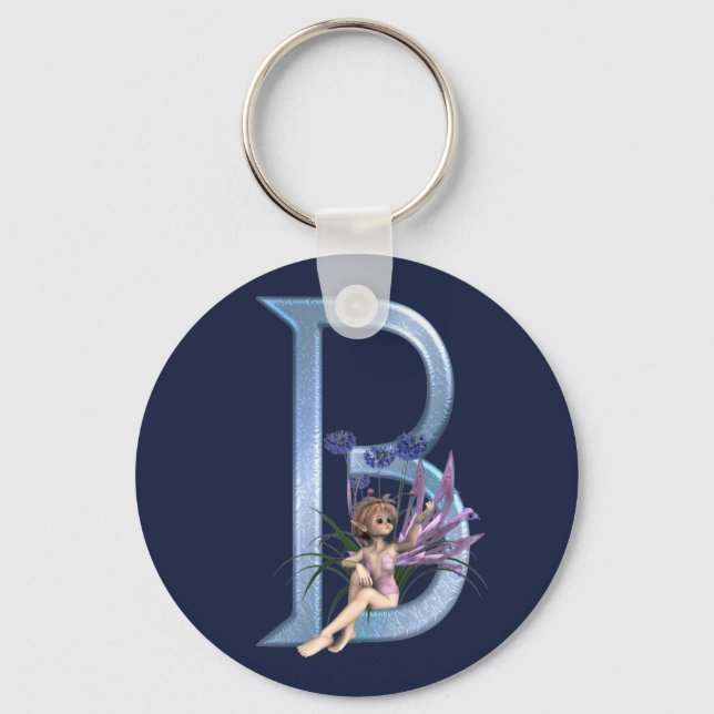 Fairy Blue Monogram B Keychain (Front)