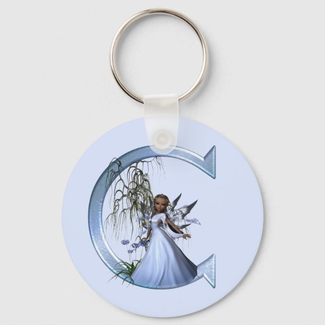 Fairy Blue Monogram C Keychain (Front)