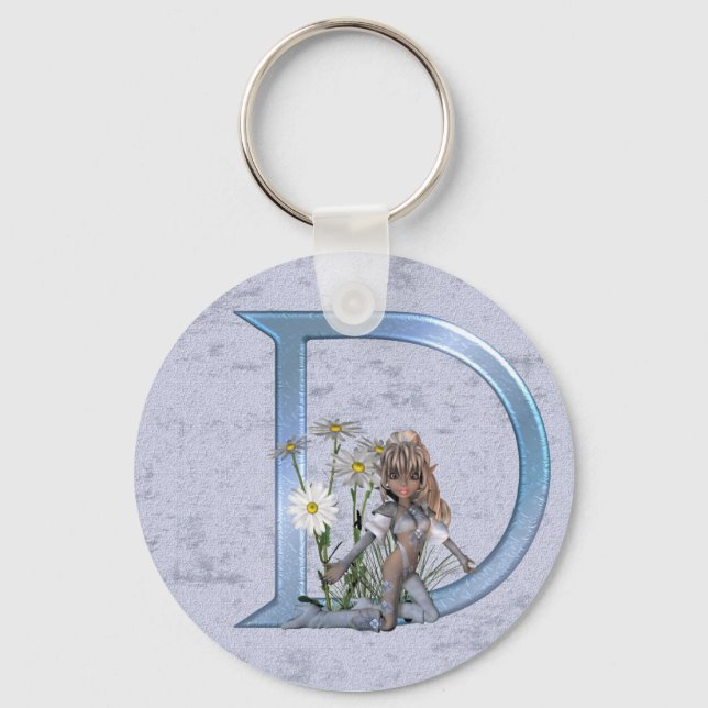 Fairy Blue Monogram D Keychain (Front)