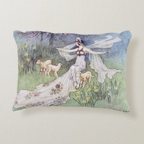 FAIRY BOOK 1913  Vintage Painting Goble  Accent Pillow